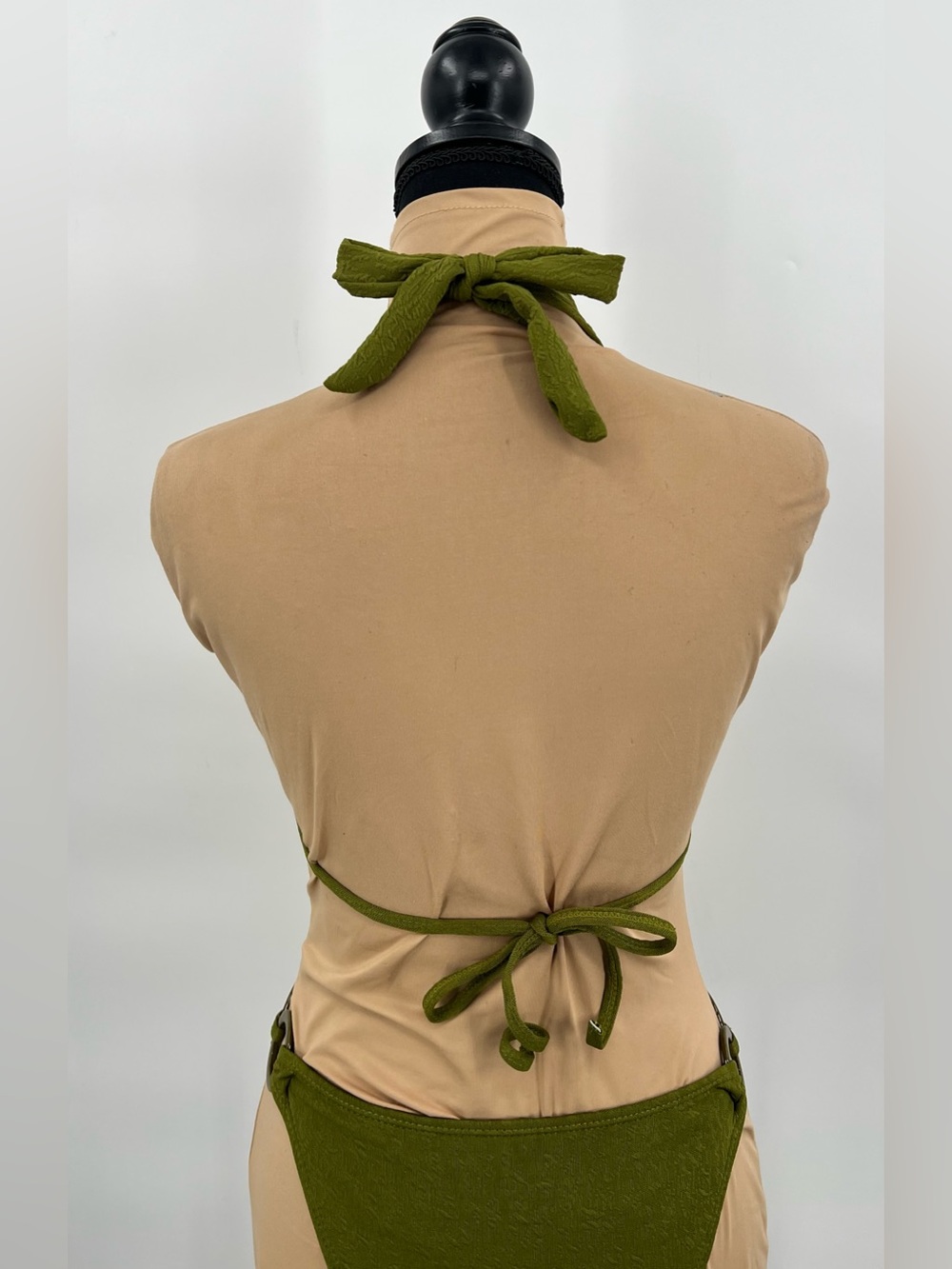 Olive green ring detail textured bikini S euro summer resortwear tulum swimwear - Picture 10 of 14